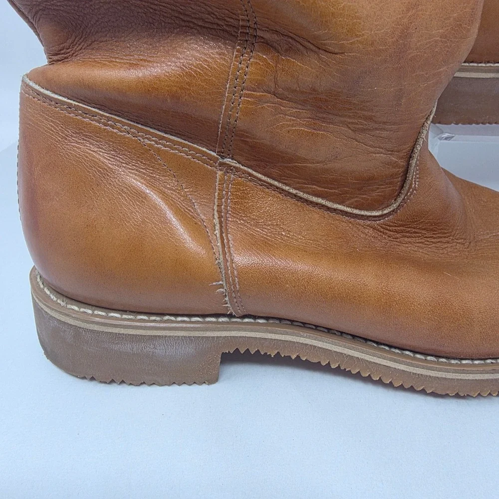 Dingo Leather Engineer Boots Mens 7.5 D Tan Brown Vibram Sole Vintage USA Good